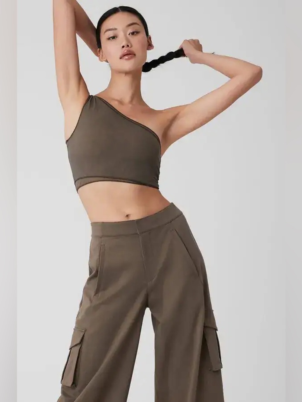 ALO YOGA MESH SHEER ILLUSION TANK OLIVE TREE